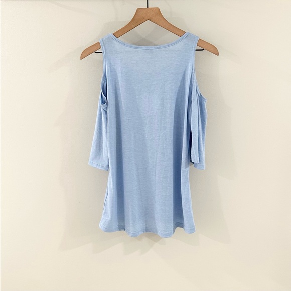 NWT Umgee Cold Shoulder Tee Blue Size Small - Picture 5 of 5